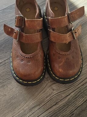 Dr. Martens Brown Leather Double-Strap Mary Jane Flats